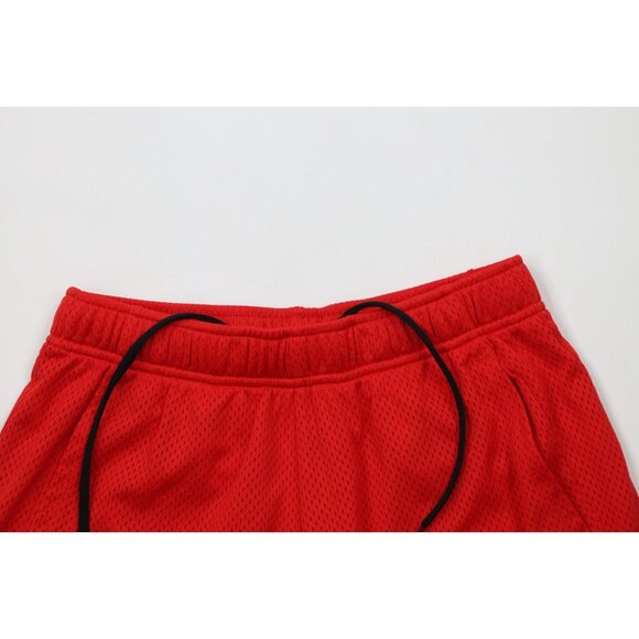 Vintage Y2K Nike Mens Small Travis Scott Mini Swoosh Above Knee Mesh Shorts Red - Picture 2 of 13